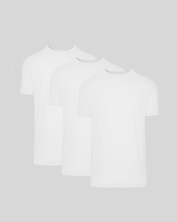 Paquete de 3 camisetas cuello redondo blancas