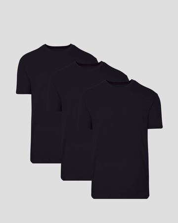 Paquete 3 camisetas cuello redondo negras