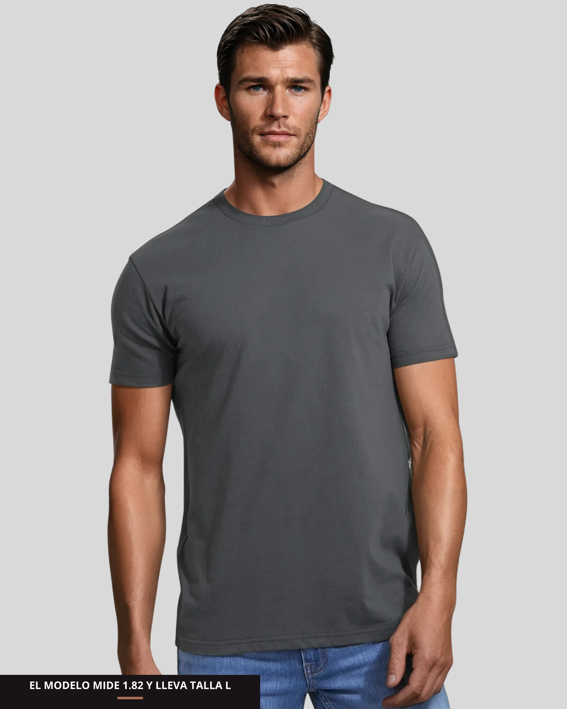 Camiseta de cuello redondo gris - Main Image