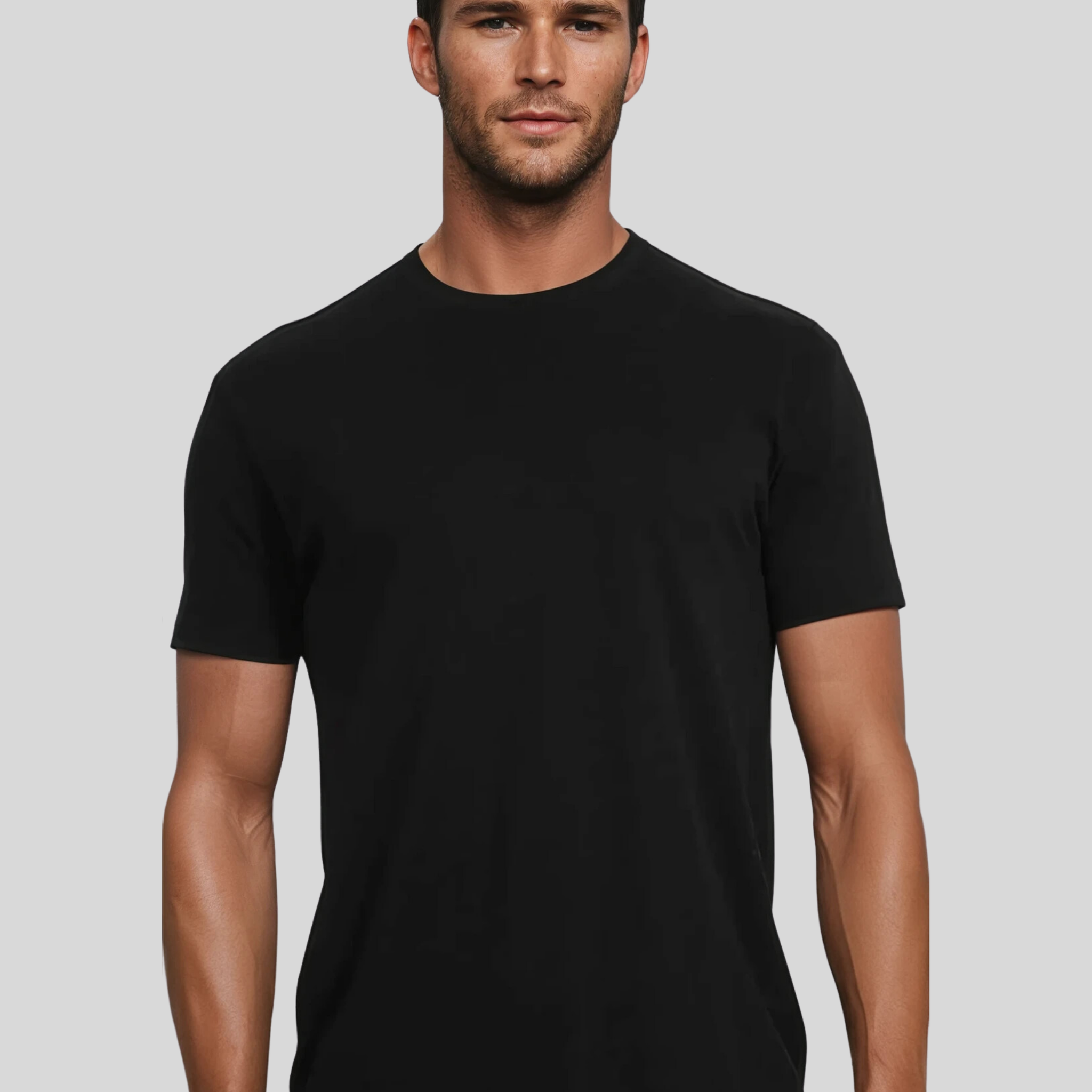 Camiseta Negra Camisetas De Algodon Cuello Redondo Algodón